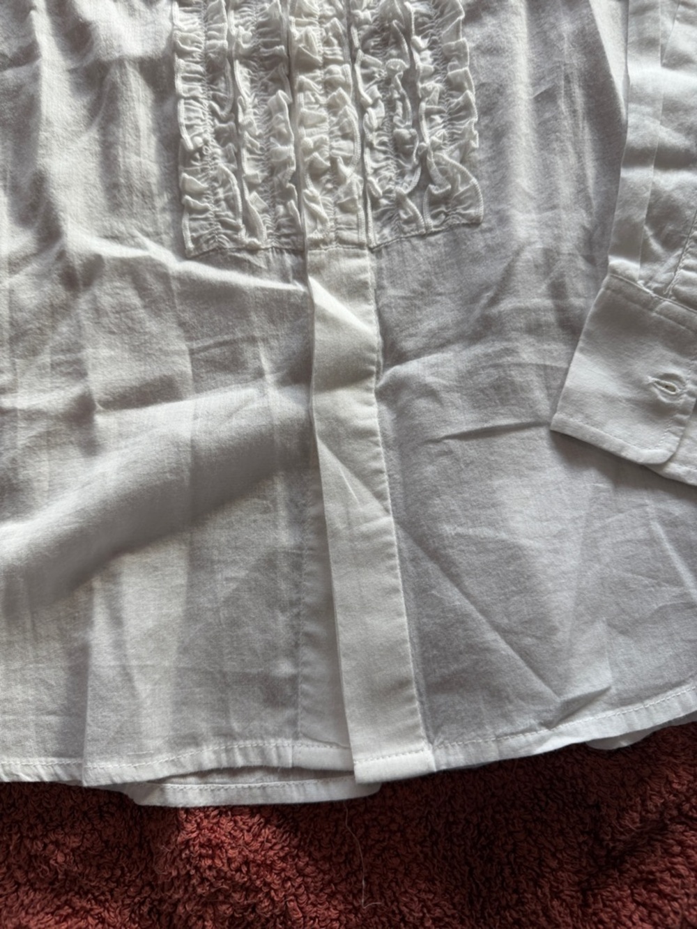 White Ruffle-Front women’s Blouse - Picture 4 of 8